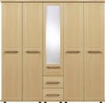 Maple Wardrobe Large 5 Door 2 Drawer Bari Ready Assembled Modern Bedroom Furniture