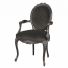 Moulin Noir Shabby Chic Black Painted French Style Armchair With Black Velvet Seating French Antique Style