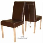 Milano Brown Leather Dining Chair With Oak Legs
