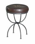 FAUX LEATHER EMBROIDERED STOOL