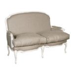 SHABBY CHIC CHATEAU FRENCH CARVED WHITE PAINTED LINEN 2 SEATER SOFA LOUNGE FURNITURE