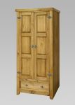 AMALFI WAXED SOLID PINE DOUBLE 2 DOOR 1 DRAWER WARDROBE